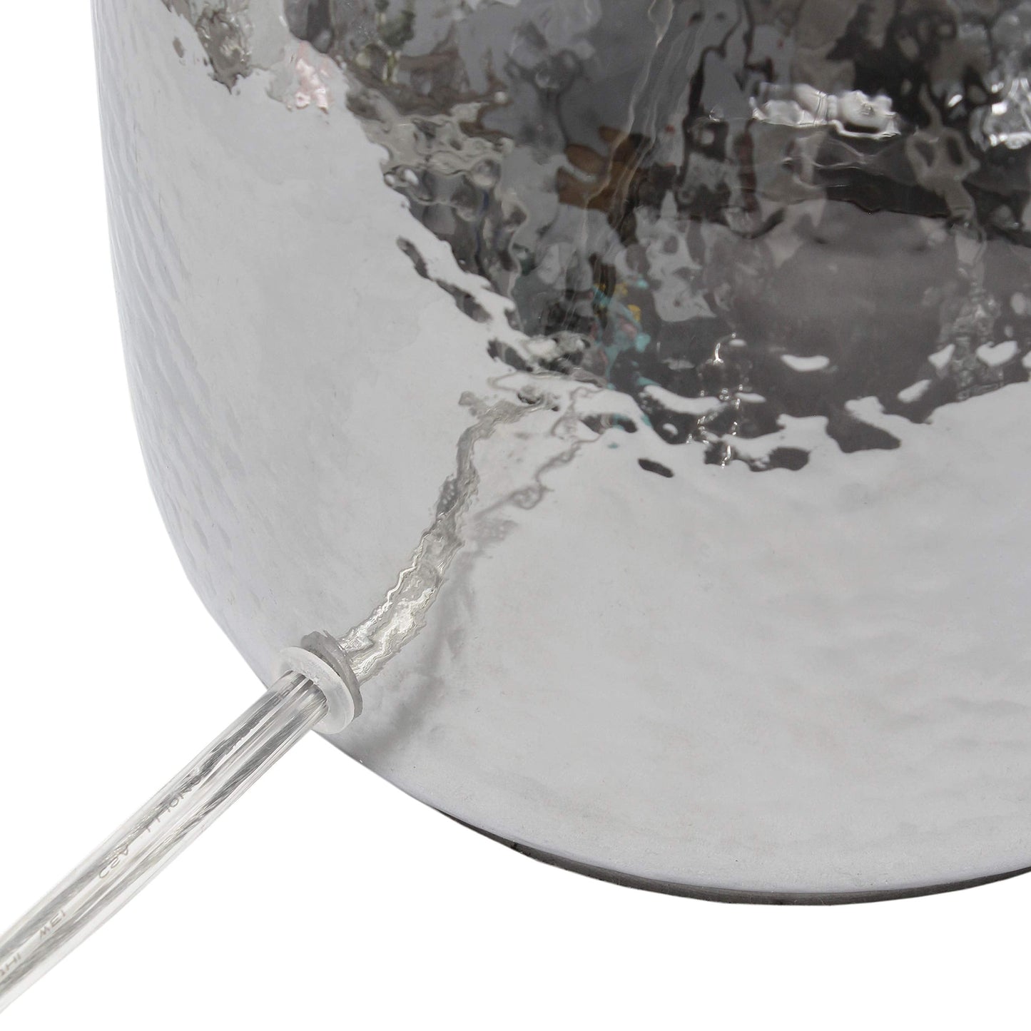 Elegant Designs LT3316-GRY Table Lamp, Silvery Glass, Light Gray Shade, Metallic Gray