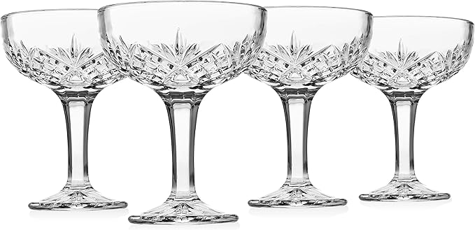 Godinger Champagne Glasses, Champagne Glass Set, Coupes Barware Martini Glasses - Set of 4, 6oz., Dublin Crystal Collection