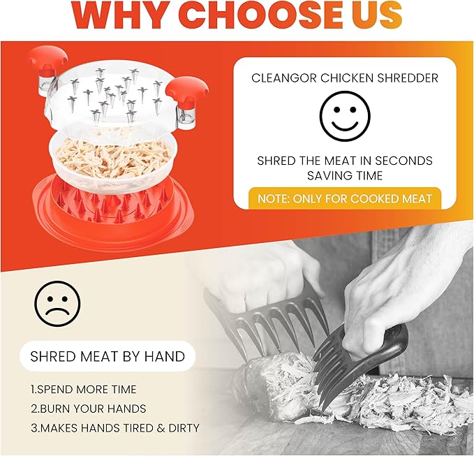 Orange Chicken Shredder Tool Twist Large 10” Meat Shredder, Extra Plate – shredder food, meat shredder tool twist, meat grinder, desmenuzador de carne, desmenuzador de pollo