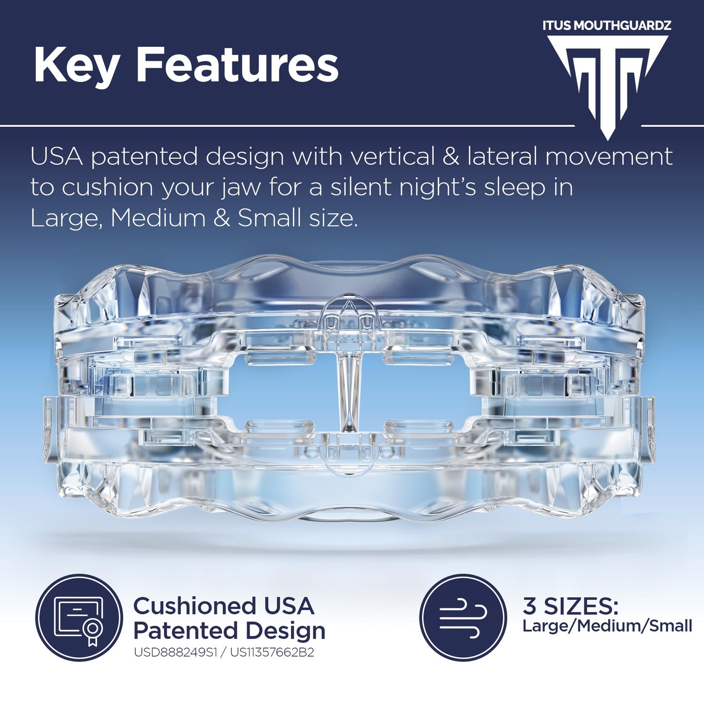 Itus Mouthguardz: SilentZPro 2.0 - USA Designed & FDA-Cleared Anti Snore Mouthpiece - Fully Adjustable Anti Snore Mouth Guard - Professional Patented Anti Snore Device, Small