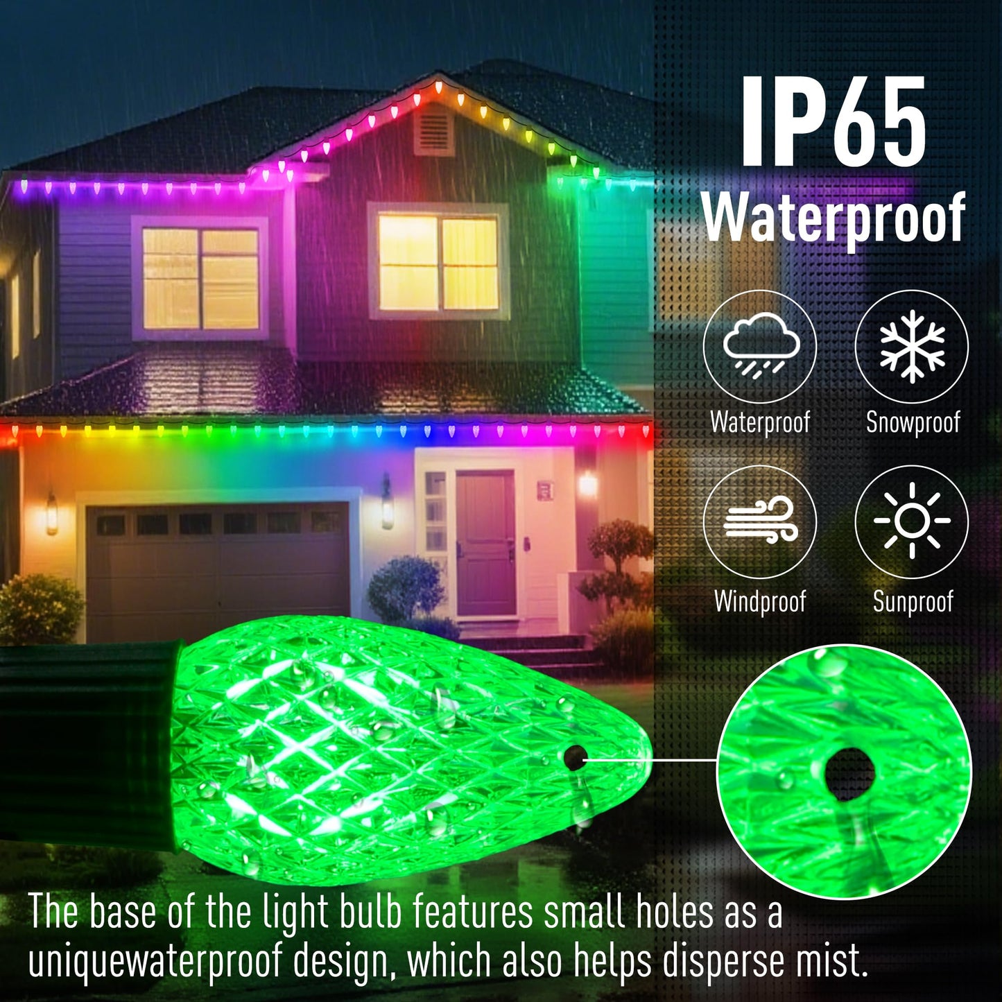 Probro Smart C9 Halloween Lights, 100 LEDs, 79 FT, Waterproof, Orange & Purple, App Control, Model HYS-PUL0502500-BWSL35