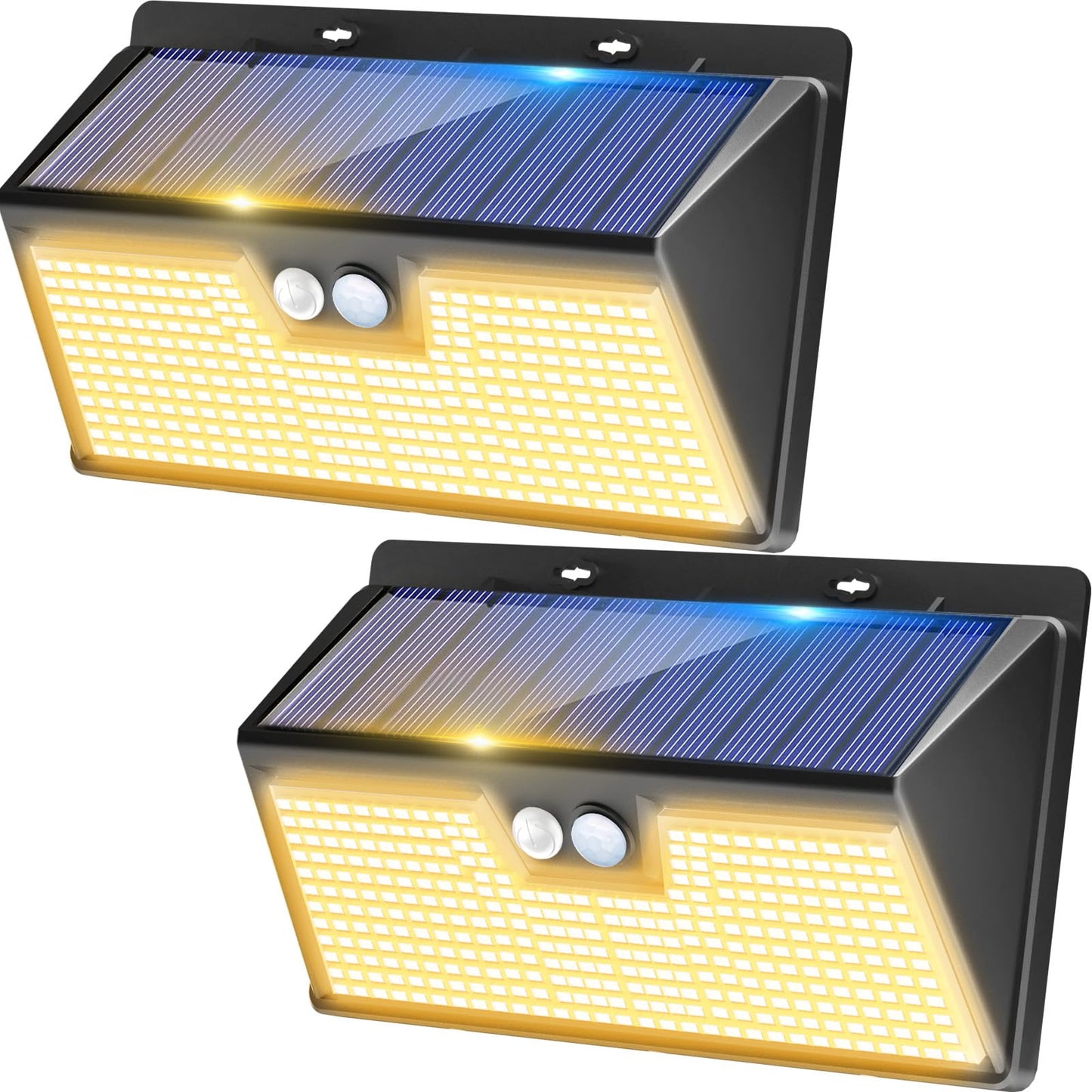 kolpop 318 LED Solar Outdoor Lights, IP65 Waterproof, Motion Sensor, 2 Pack, 7 Inch, Warm White