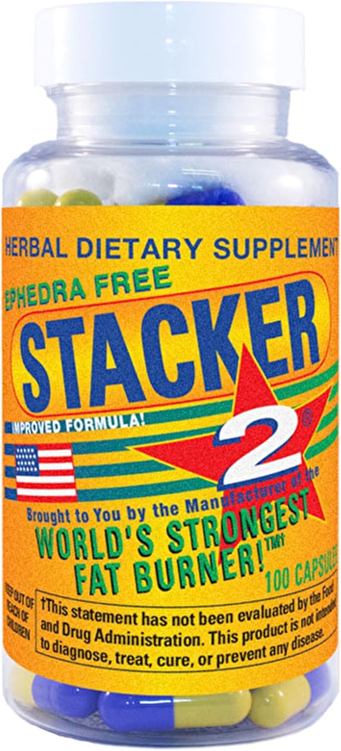 Stacker 2 Fat Burner Capphedra Free, 100-Count Bottlesules, E