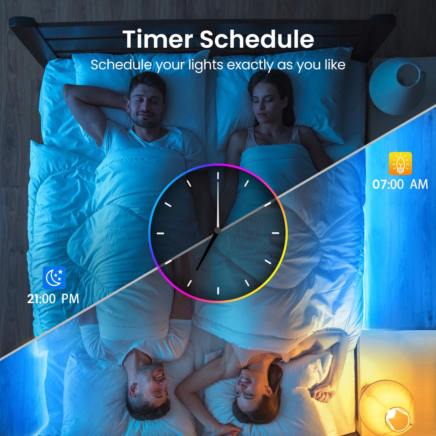 Tjoy 100Ft Bluetooth Led Strip Lights, Rgb Color Changing, Music Sync, App & Remote Control, Vinyl, Multi-Colored