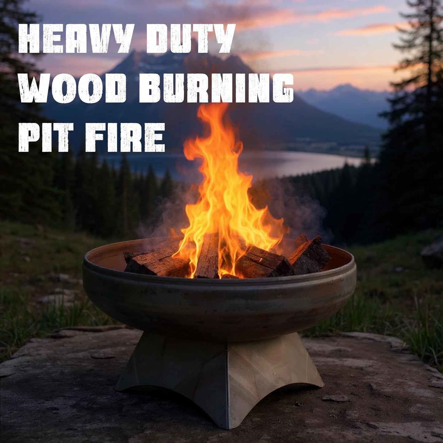 Liberty Fire Pit – Ohio Flame Wood Burning Outdoor Fire Pit - 36" Diameter with Standard Base (Made in USA)