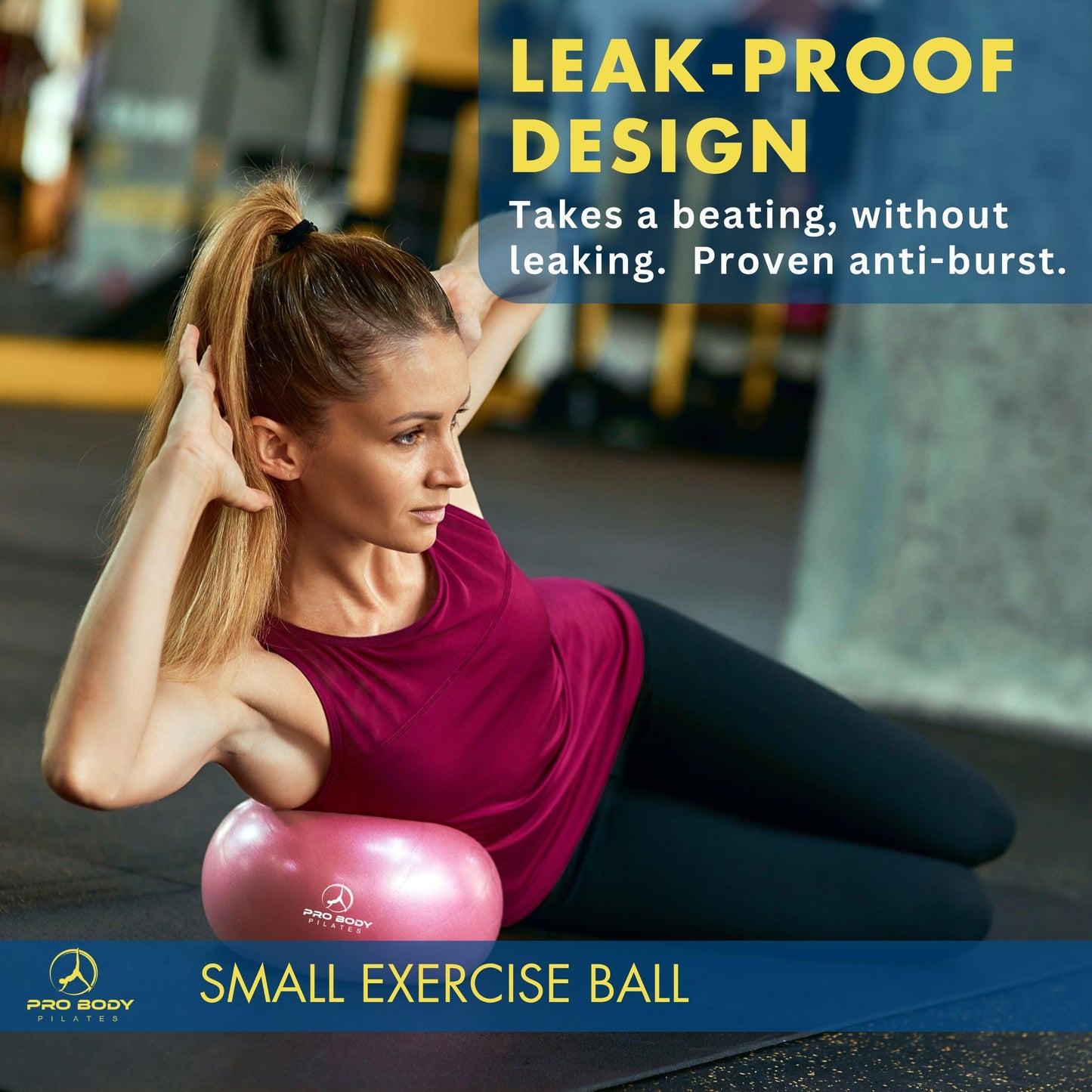 ProBody Pilates Small Exercise Ball - 9 Inch Workout Ball for Stability, Barre, Yoga, Core & Physical Therapy, Home Gym & Office Use (Pink)