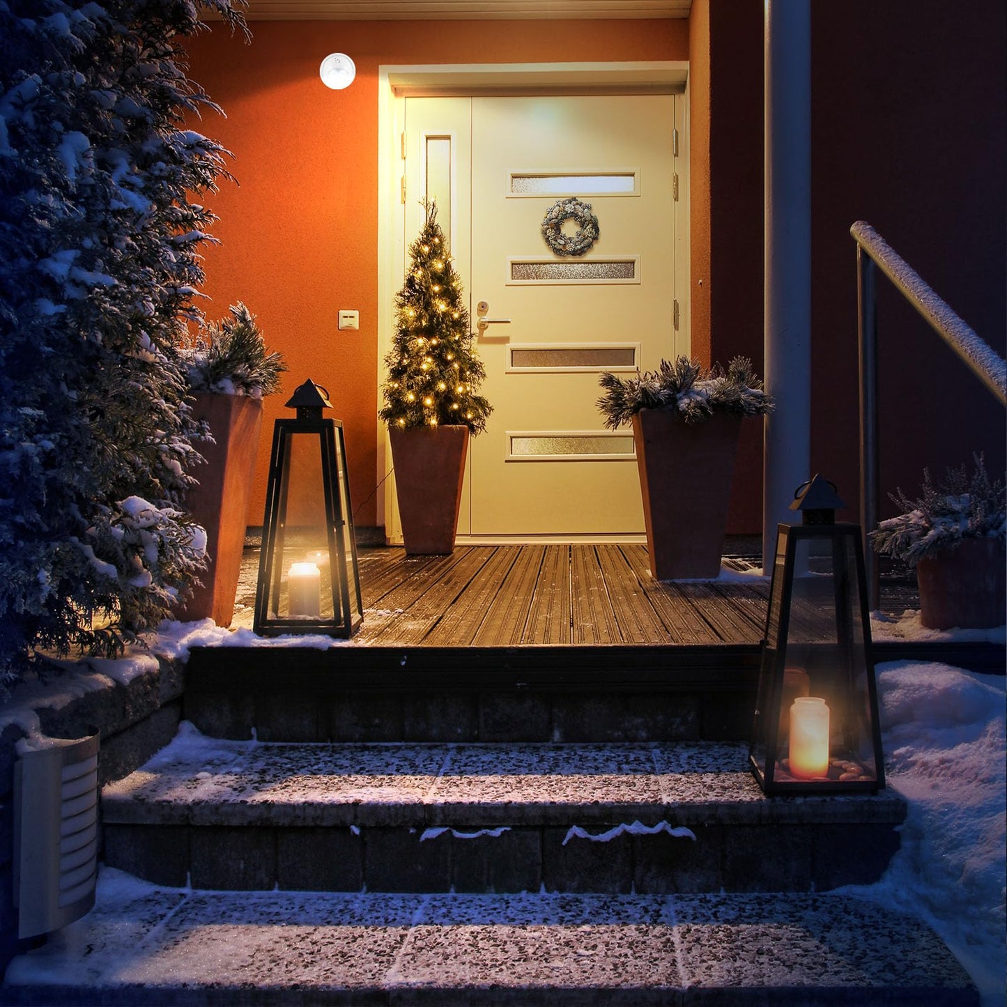Lemonbest Motion Sensor Outdoor Lights - Wireless Battery Operated Security Light, White, 4 Pack, Model 4597189