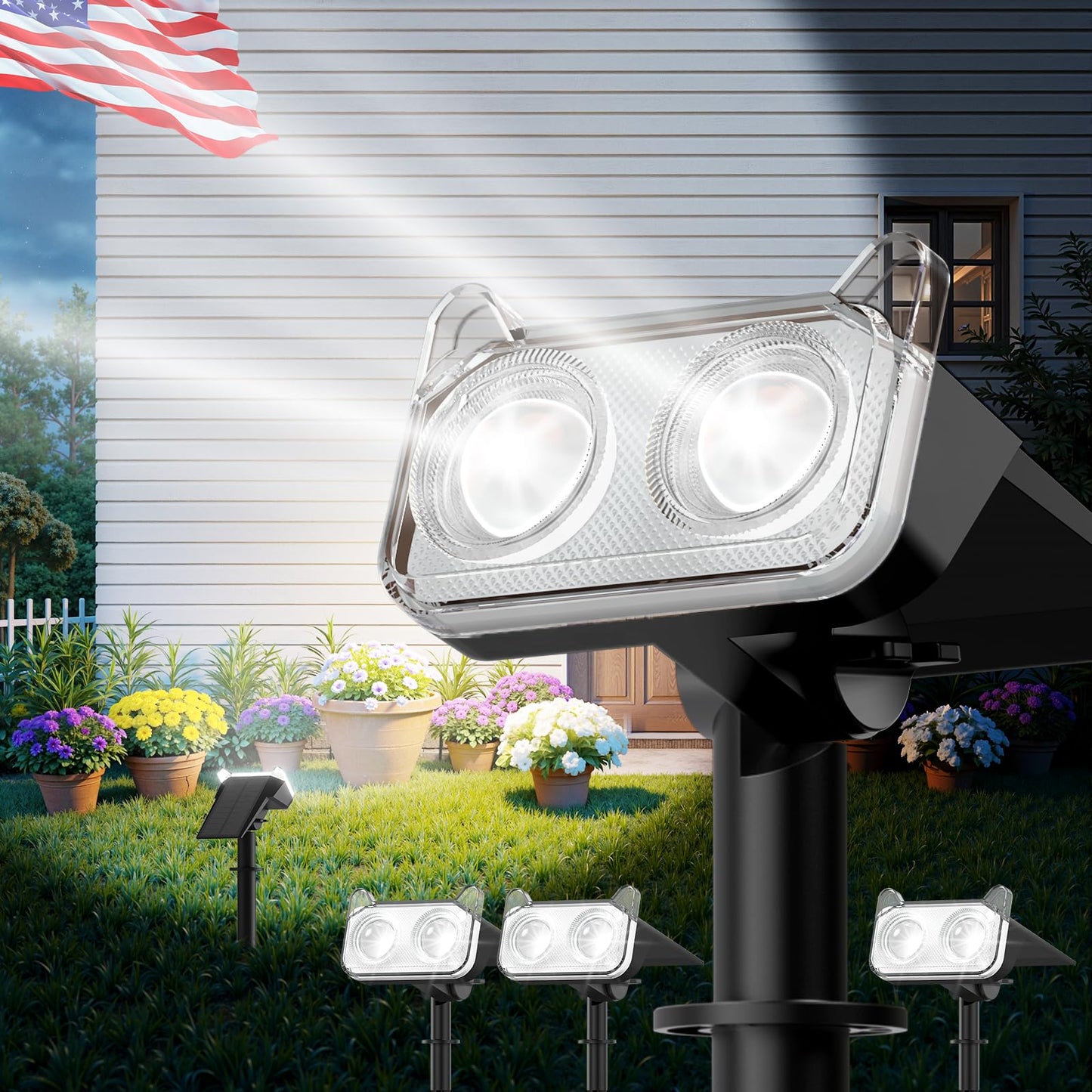Wdtpro Solar Spot Lights Outdoor For Flag  Tree  Sign  Mailbox  Solar Lights Outdoor Waterproof  Bright Landscape Spotlights  Auto On/Off  Dusk To Dawn Lighting For Yard Patio Garden Pathway  4 Pack