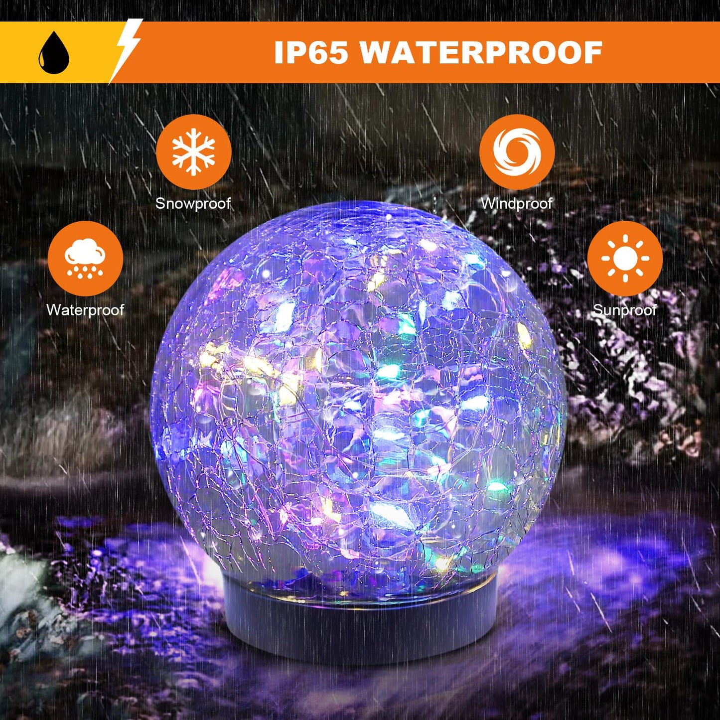 MLKNK Solar Globe Lights - Waterproof  ed Glass Orbs for Lawn, Patio, Yard - 2 Pack, Multicolor
