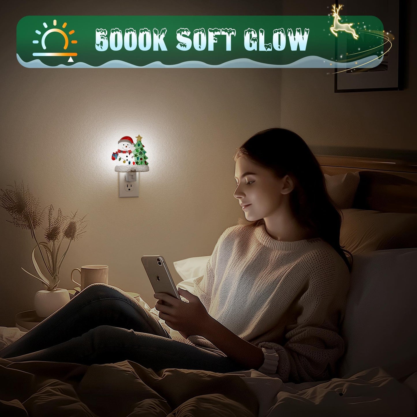 Jandcase Christmas Tree & Snowman Night Light  5000K Night Lights Plug Into Wall Cute & Funny Christmas Night Light For Kids  Nightlights With 360?Rotatable For Home Party Decor 1 Pack