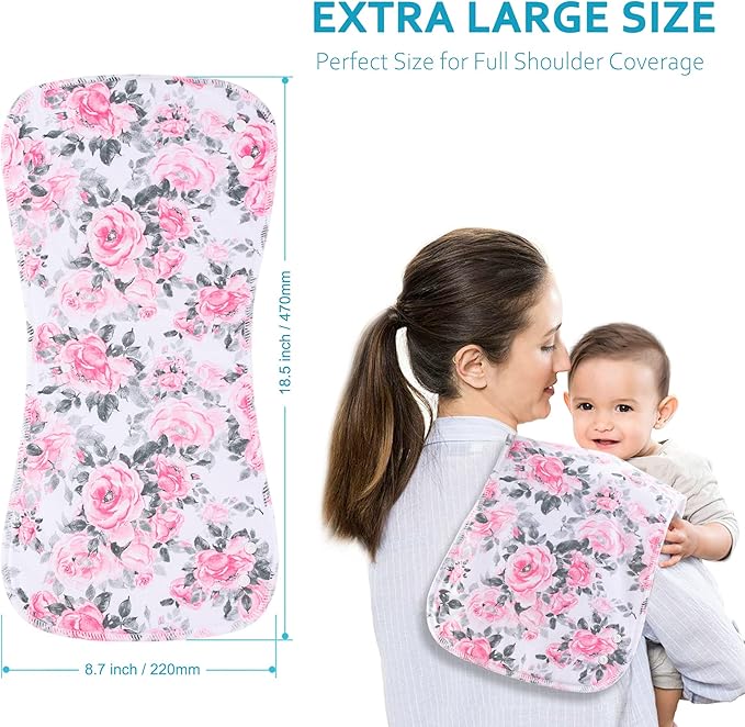 Baby Burp Cloths & Baby Bibs 2-in-1 Design Large Size 3 Layers Thicken Cotton Super Absorbent and Soft Baby Spit Up Burping Rags Baby Burp Cloth Set for Boys and Girls Solid 12 Pack