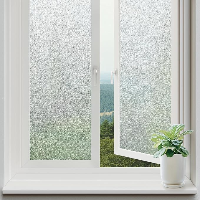 rabbitgoo Window Privacy Film Frosted Glass Film, Decorative Cling UV Sun Blocking Decals, Frosting Window Clings for Home Bathroom Door Coverings, 23.6 x 78.7 inches