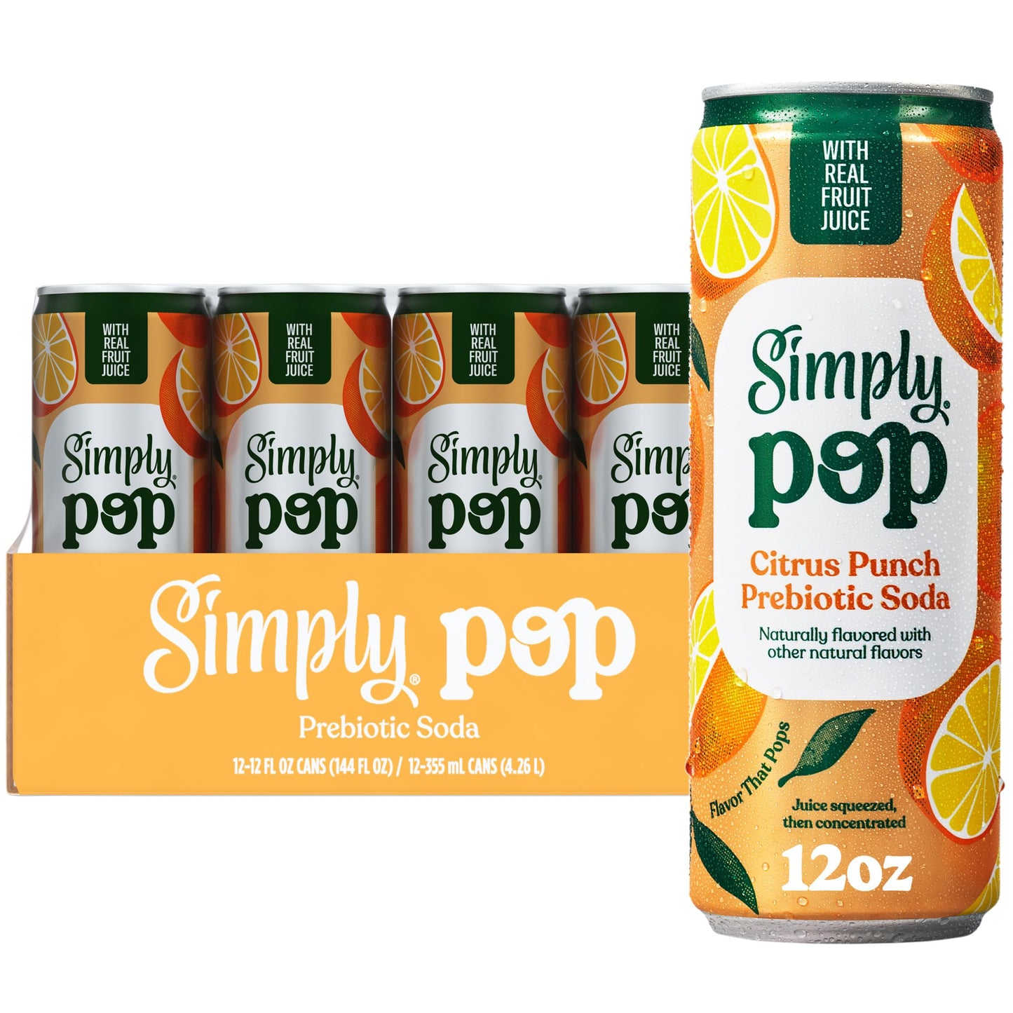 Simply POP Prebiotic Soda Citrus Punch Cans  12 fl oz  12 Pack