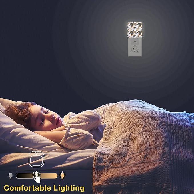 Cute Cats Night Light with Dusk to Dawn Light Sensors, Plug-in Wall Led Night Lights, Energy Efficient Lamp for Bedroom/Bathroom/Kitchen/Hallway/Stairs