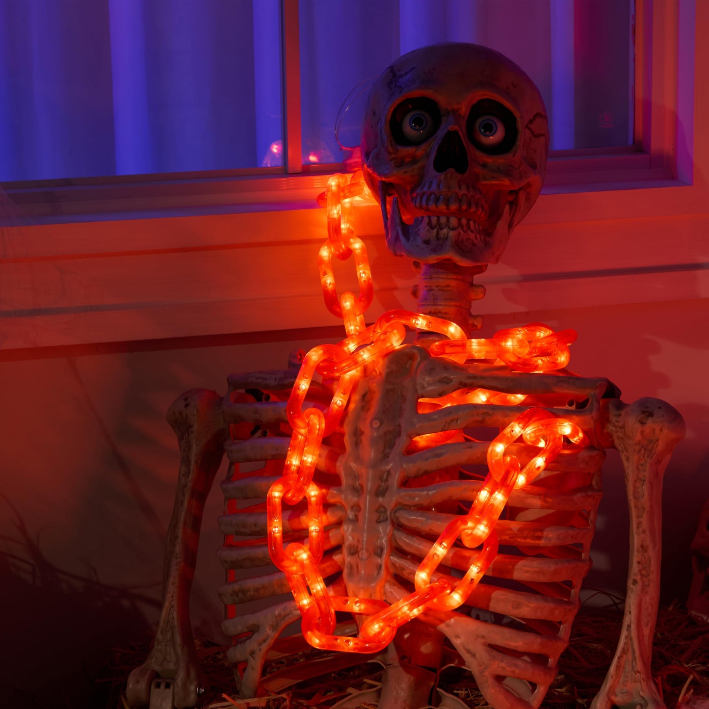 Joyin 8Ft Halloween String Lights Battery Powered Led Plastic Chain String Lights Waterproof  8 Lighting Modes  Timer Function  Led Light For Halloween Party Yard Pathway Indoor Outdoor Decor(Orange)