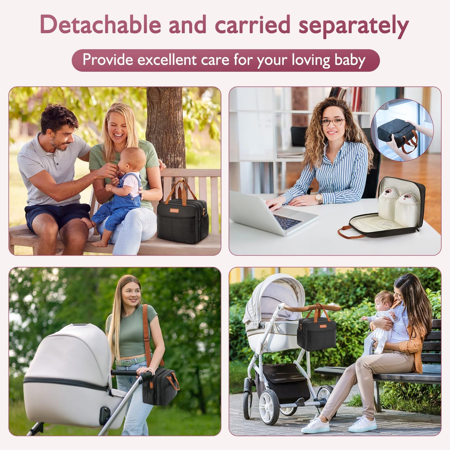 HavenMinds Detachable Breast Milk Cooler Travel Bag with Ice Pack, Double Layer Breast Pump Bag Compatible for Wearable Breast Pump, Portable Breastmilk Cooler Bag & Carrying Case with Waterproof Mat