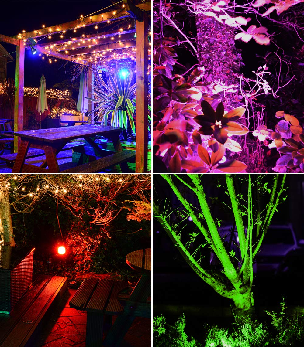 OSORD Solar Spot Lights Outdoor, 600LM, 18 LED, Waterproof, 9 Color Modes, 4 Pack, Multicolor