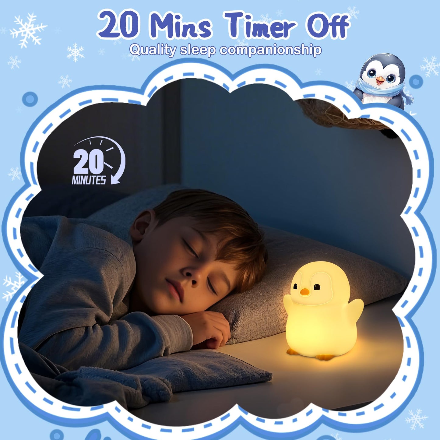 YuanDian Penguin Night Light - Cute Silicone Toy, Warm Color, Model FSYD, Ideal for mature-themeds and Teens, Perfect for Christmas and Birthday Gifts