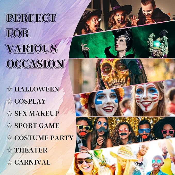 Black Face Body Painting Stick, Full-coverage Cream Eye Black Stick, Professional Washable Face Paint for Halloween SFX Skeleton Vampire Joker Zombie Goth Cosplay Makeup for Adult Cosplay Party