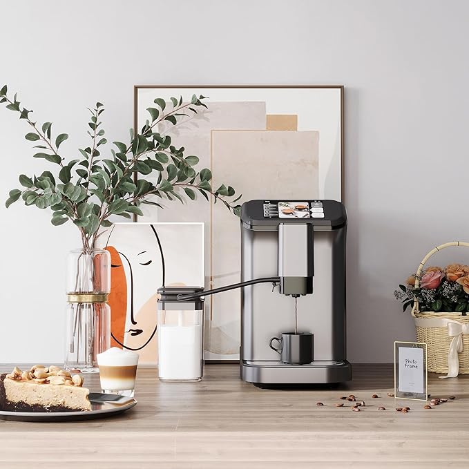 GarveeLife Espresso Machine with Built-in Grinder, 20Bar Pressure & Automatic Milk Frother, One-Touch Operation for Lattes and Cappuccinos, Compact Design for Home or Office Use