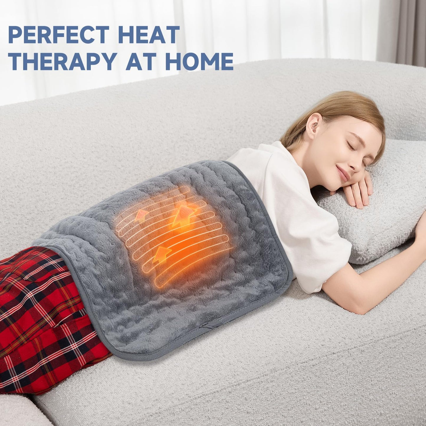 Heating Pad for Back, Neck, and Cramps, 20"x24" Electric Heat Pad with Moist/Dry Heat, 6 Heat Settings & Auto Shut-Off, Soft Flannel, Pain Relief for Men and Women