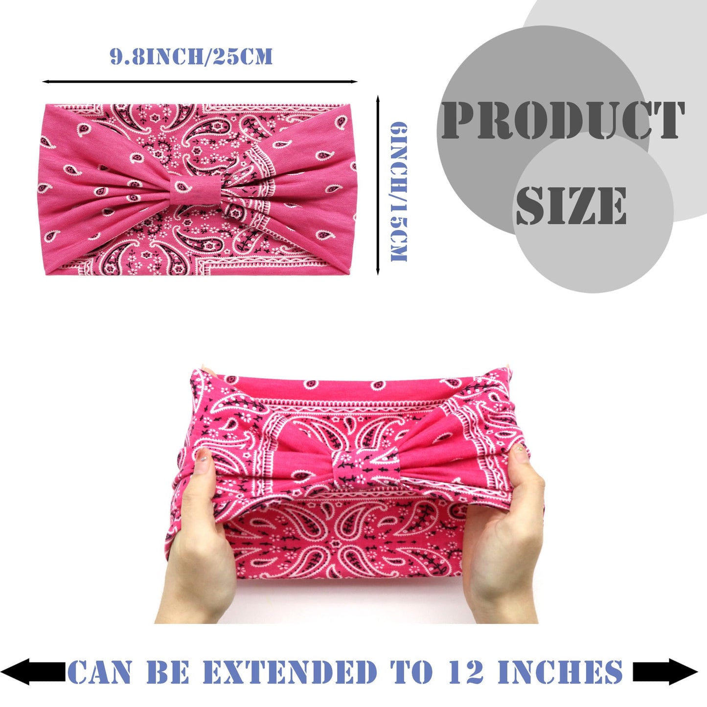 FULZTEY Boho Headbands for Women Fashion Cashew Head Bands Knot Wide Headwrap African Bandanas Turban Stretch Fabric Cotton Yoga