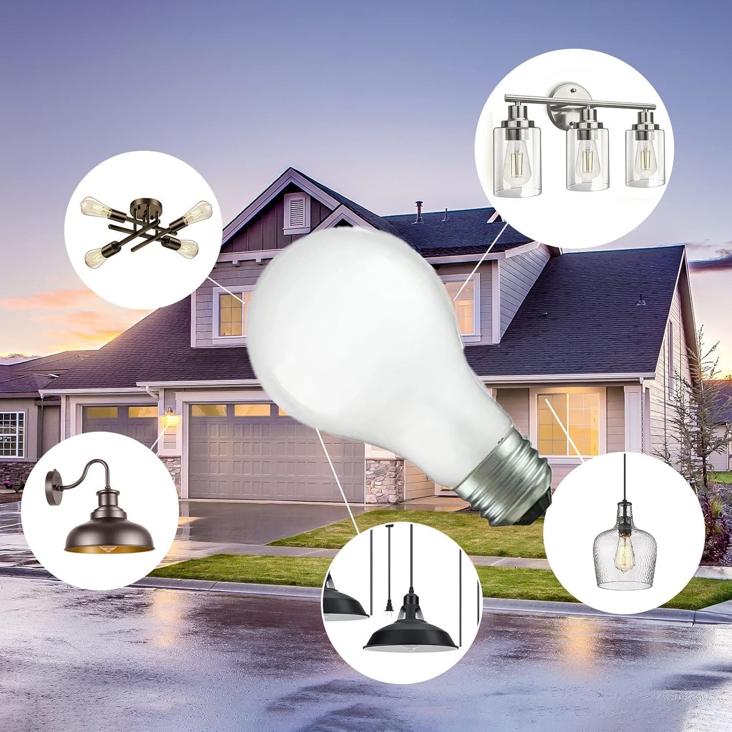 Hoimuv 100 Watt Incandescent Light Bulbs,Frosted Light Bulb, Garage Door Opener Incandescent Bulbs 100 Watt, Shatter Resistant Rough Service Light Bulb, Dimmable 100W A19 Shape