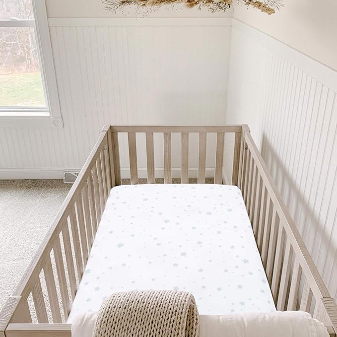 Newton Baby Fitted Single Layer Crib Sheet (2-Pack) - Ultra Breathable and Soft, Organic Cotton, Fits All Standard Cribs, White Stardust