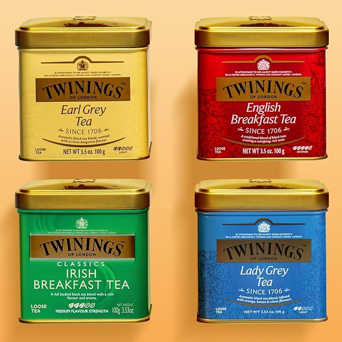 Twinings Earl Grey Loose Black Tea Tin, 3.53 Ounce Tin (Pack of 1), Flavoured with Citrus and Bergamot, Caffeinated, Enjoy Hot or Iced