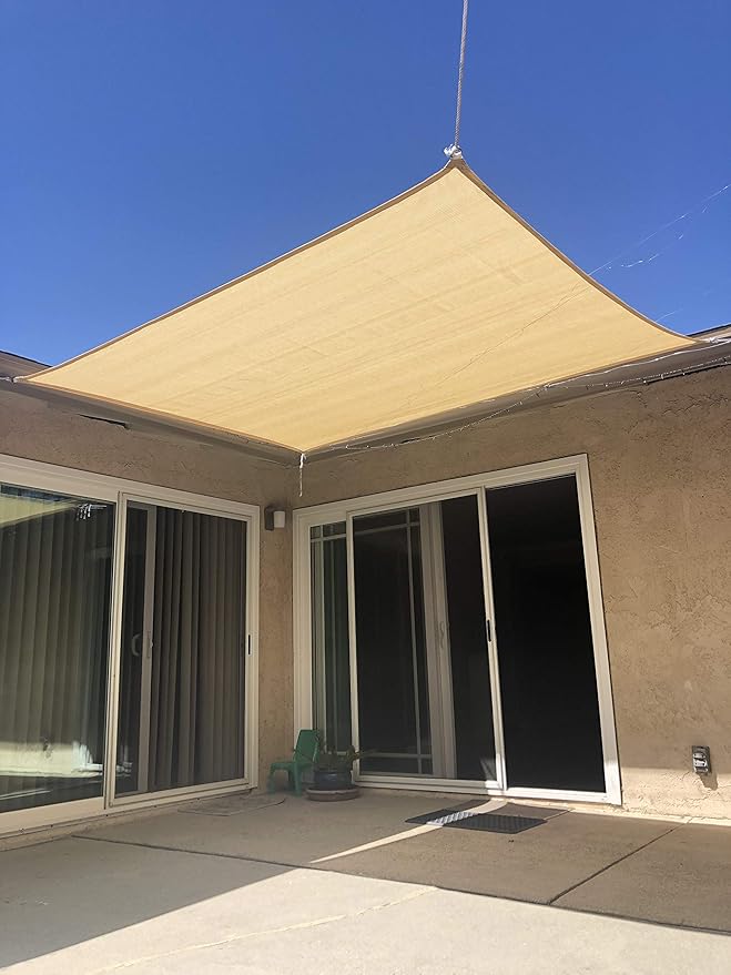 Eden's Decor Straight Flat-Edged Sun Shade Sail Rectangular 6' x 13' Wheat UV-Blocking Outdoor Canopy Fabric Cloth Awning for Pergola Patio Garden Backyard Custom Size