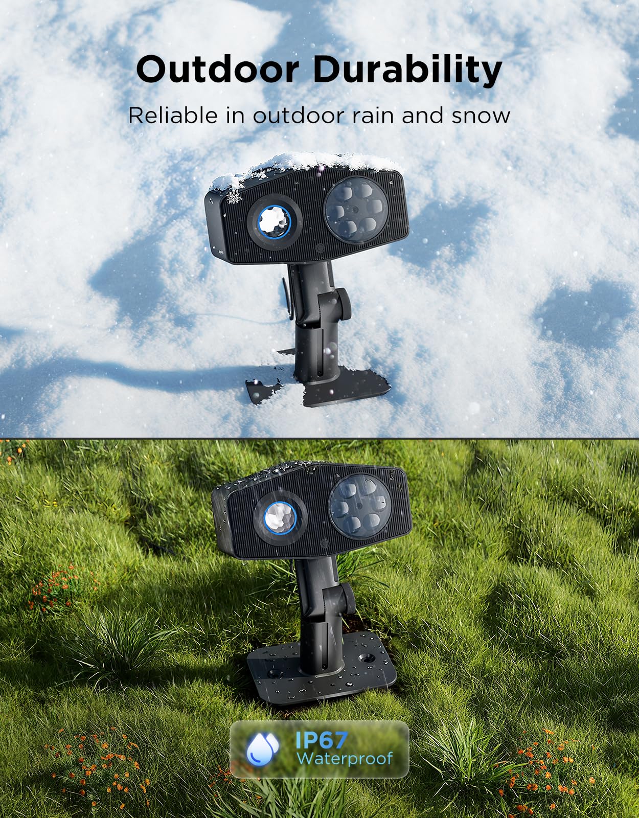 Govee Outdoor Decoration Projector Light, 20W LED Snowflake Projector, IP67 Waterproof, 180° Rotation, 20 HD Effects & 58 Scene Modes with App Control, Works with Alexa, Google Assistant, Matter