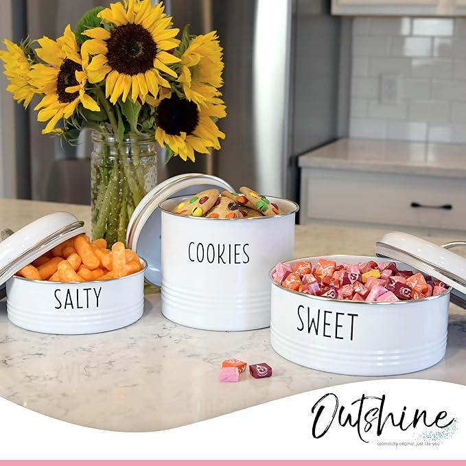 OUTSHINE Cookie Jar with Airtight Lids | Farmhouse Cookie Jar Antique Set of 2, Cookie Time Cookie Jar From Friends | Cookie Jars for Kitchen Counter | Decorative Vintage Snack Storage
