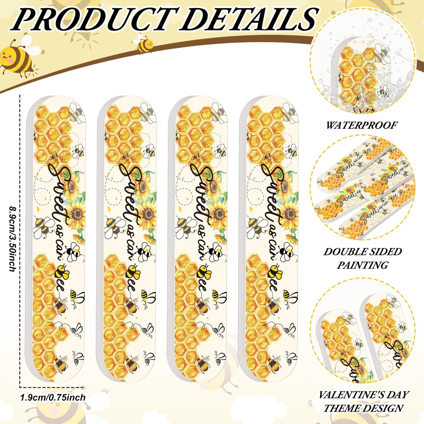 Lanties 50 Pcs Sweet as Can Bee Baby Shower Party Favors Bee Mini Nail Files Spring Baby Sower Decorations Honeybee Emery Board