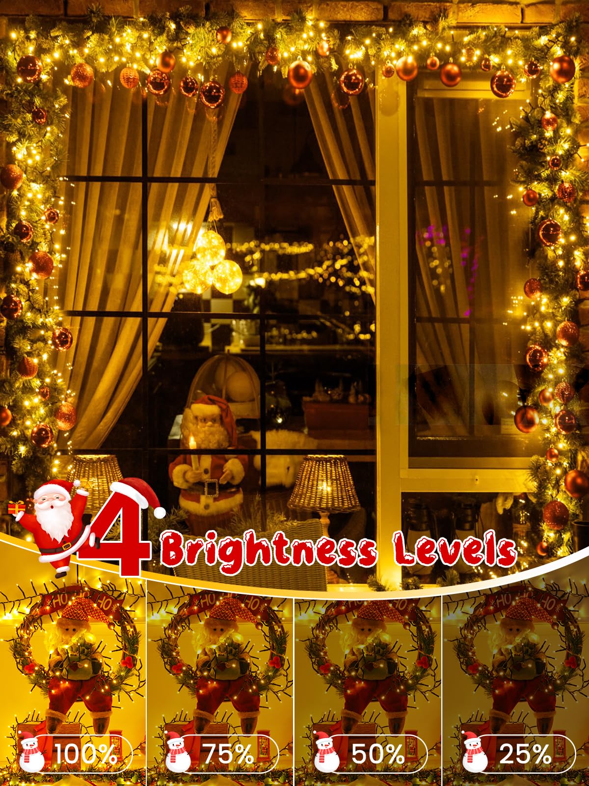25Ft 500 Led Christmas Cluster Lights  Fire er String Lights With Remote & 8 Modes & Timer  Waterproof Fairy Twinkle Light Plug In For Indoor Outdoor Party Garden Xmas Tree Decoration  Warm White