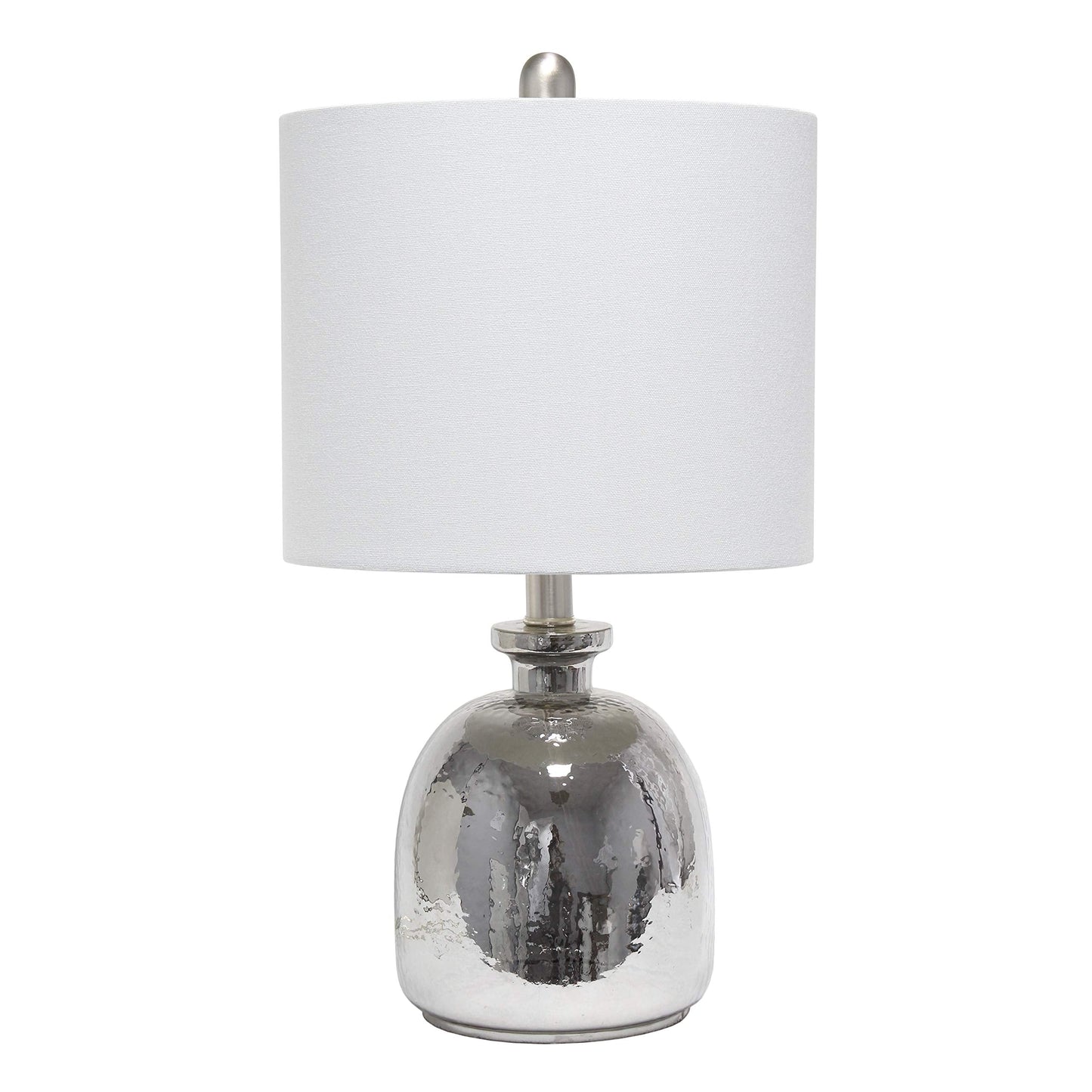 Elegant Designs LT3316-GRY Table Lamp, Silvery Glass, Light Gray Shade, Metallic Gray