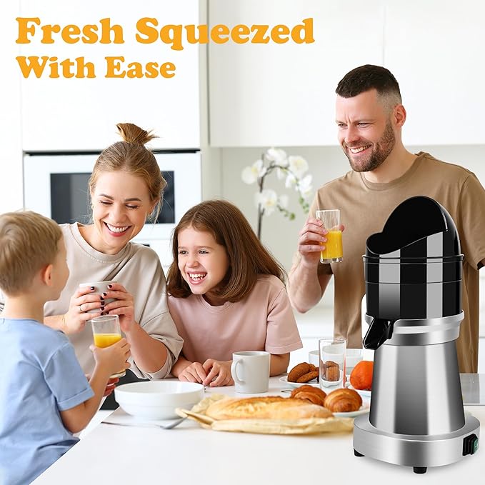 YUANHAO Commercial Stainless Steel Electric Citrus Juicer - 120V, 1400 RPM
