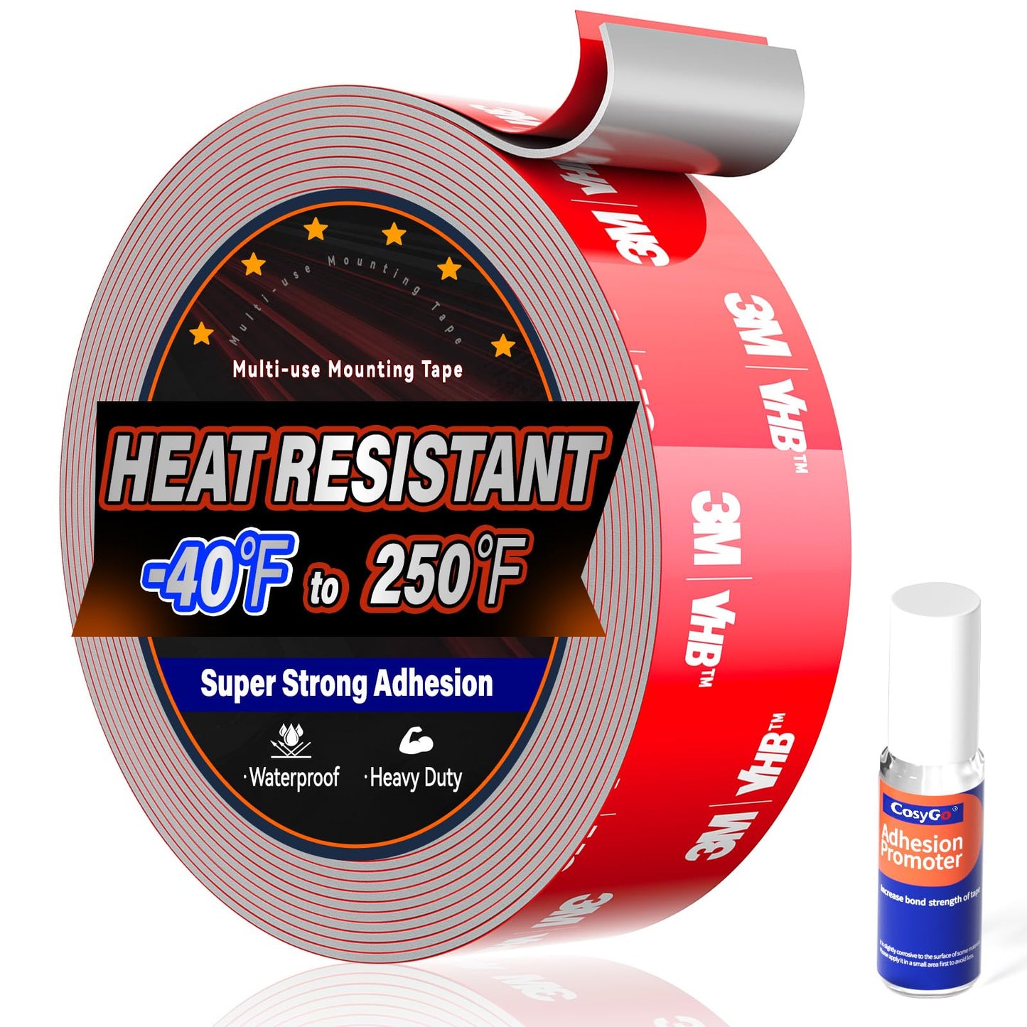 Cosygo Double Sided Tape Heavy Duty, 15FT Outdoor Heat Resistant Automotive Waterproof Mounting Tape, 1.2In Width Super Strong Adhesion Foam Tape