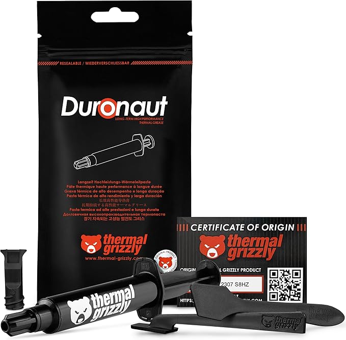 Thermal Grizzly Duronaut - 6 Gram - Enhanced Durability & High Performance Thermal Paste - for Maximum Thermal Conductivit...