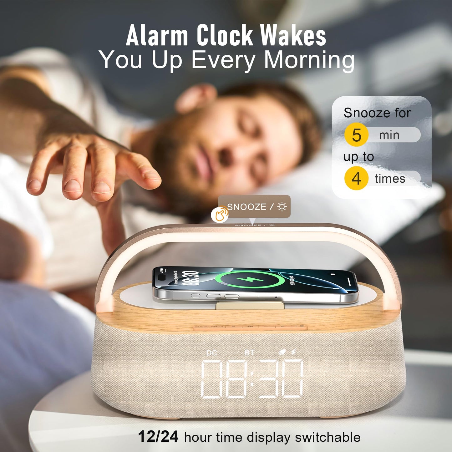 Freefish Bluetooth Speaker With Wireless Charge Fm Radio 2500Mah Battery, Led Night Light Suitable For Home,Bedroom,Office