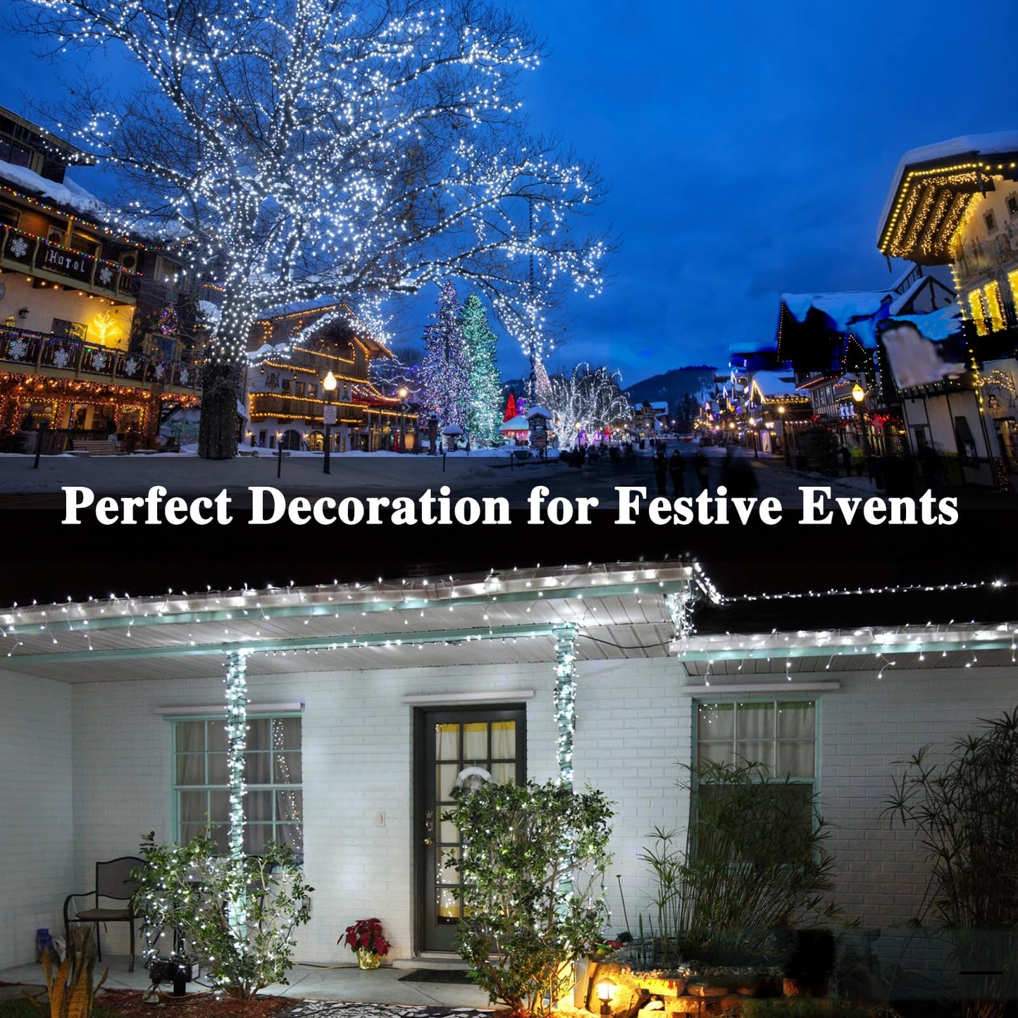 KAQ 240LED Connectable String Lights Cool White Indoor Outdoor Clear Wire Model GP-SW290DC0209-IP44 for Decor