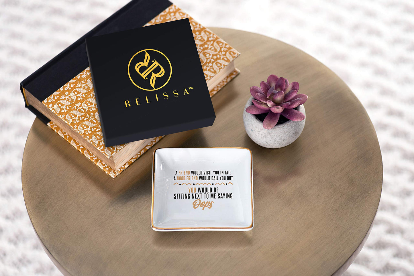 RELISSA Funny Best Friend Birthday Gift - Friendship Jewelry Dish Trinket for BFF, Valentine's Day, Galentine's Gift