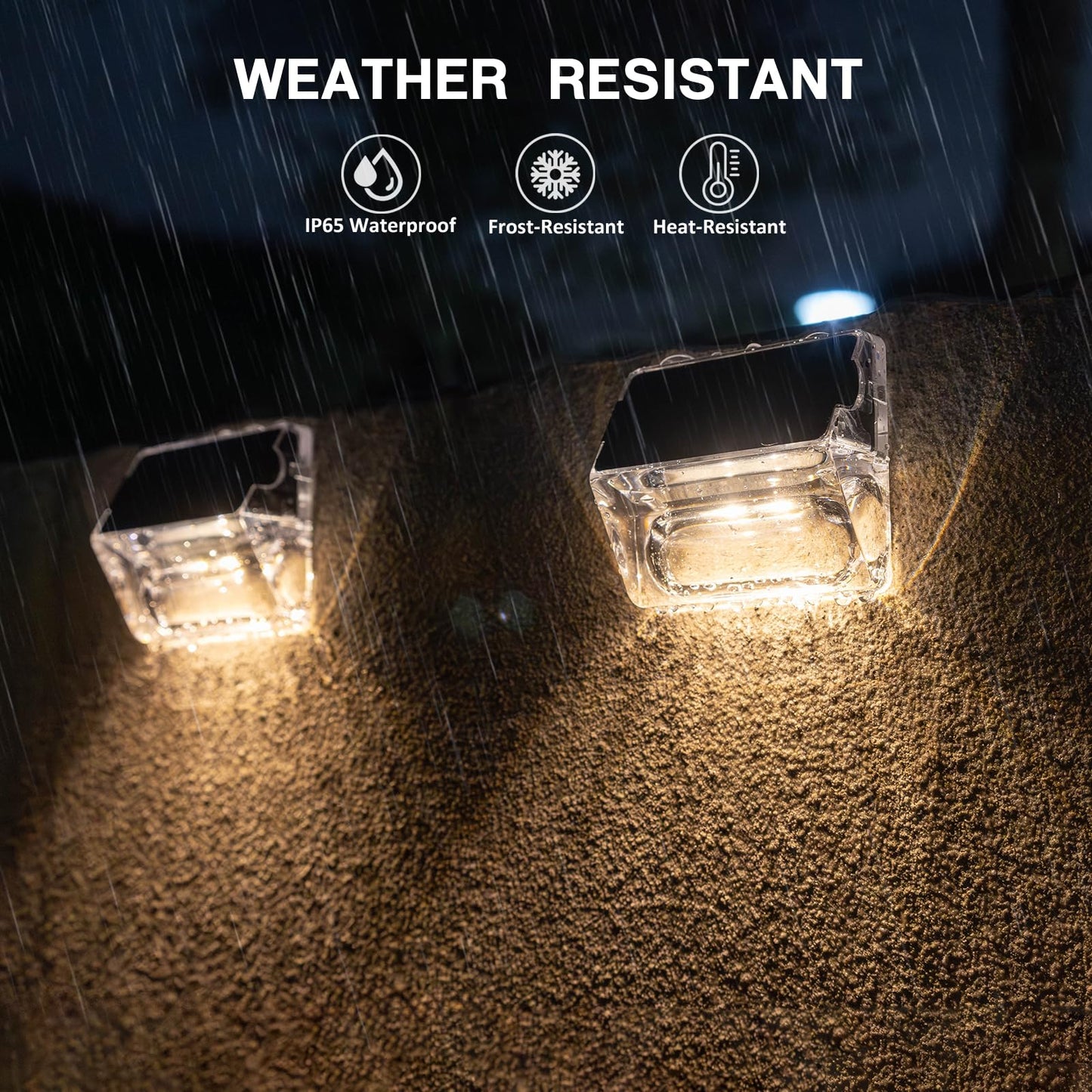 Qualdout Solar Fence Lights, 12 Pack Waterproof Outdoor Deck Lights, Acrylic, Warm White, Model LT0024712