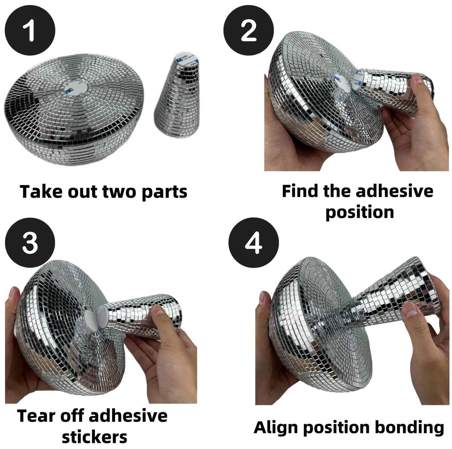 Yeehlmer Creative Mushroom Disco Ball For Party Table Decor Mirror Retro Handmade Disco Ball Mushroom Shape Home Art Decorations Bar Ornaments (Silver M(7))