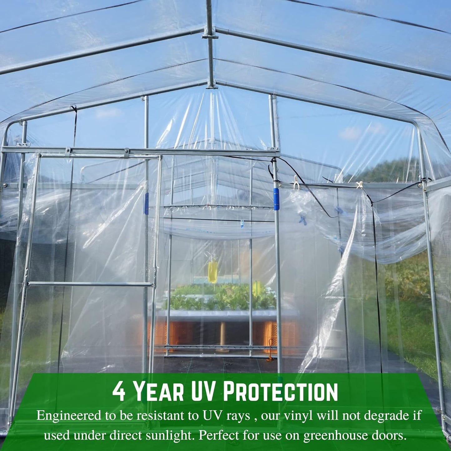 Farm Plastic Supply - Clear Vinyl Sheeting - 15 Mil - (4'6" x 15') - Vinyl Plastic Sheeting, Clear Vinyl Sheet for Storm Windows, Covering, Protection, Tablecloth Protector