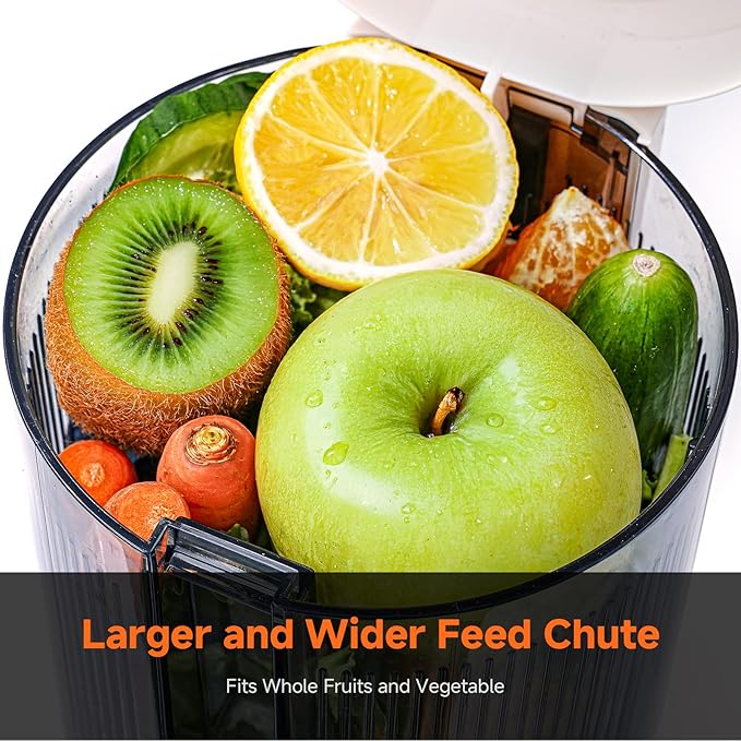 Slow Cold Press Juicer Machine: Electric Masticating Juicer Extractor Easy Clean - 5.4" Extra Large Feed Chute Fit Whole Fruits & Vegetables - Cold Pressed Slow Blender Juicer