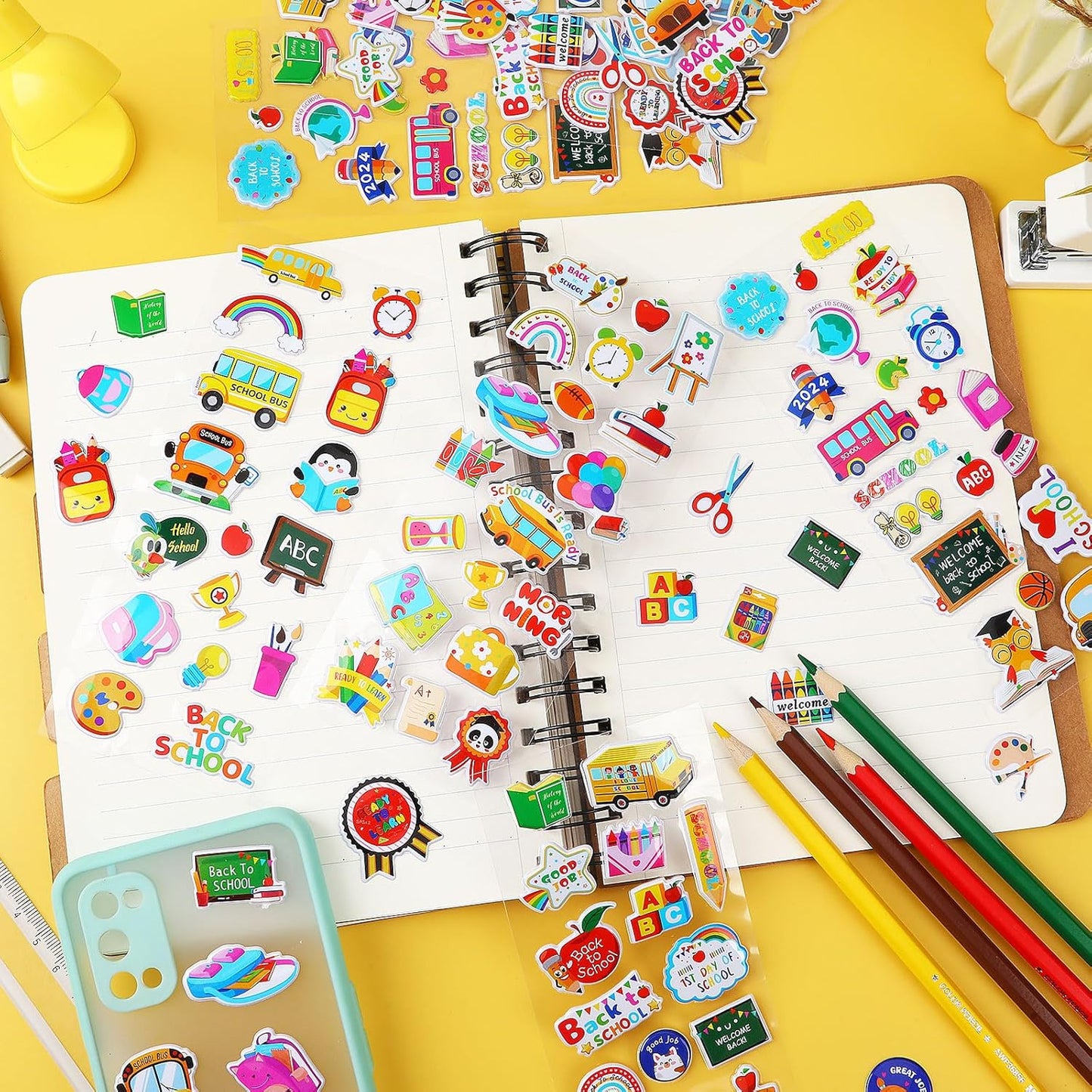 UPINS 12 Sheets Back to School 3D Cute Puffy Stickers - First Day of School Teacher Foam Stickers - Welcome Back Gifts for Students Classroom Reward DIY Crafts Decorations