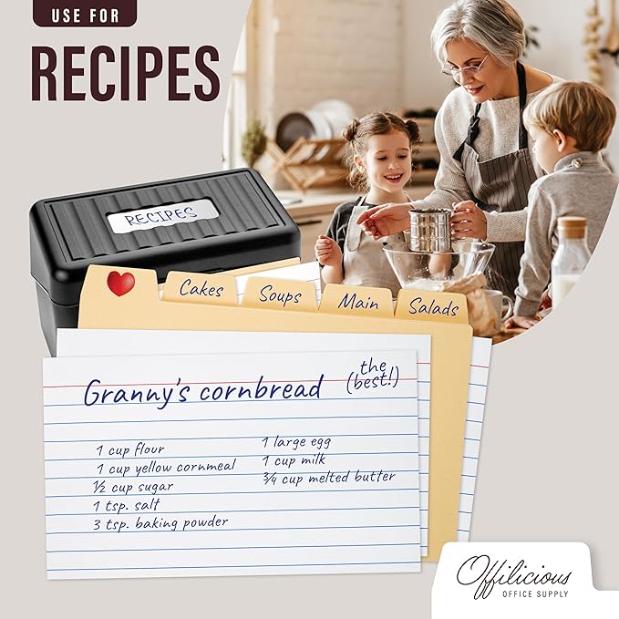 50 Heavyweight Manila Index Card Dividers with Tabs, 4x6 Blank, 108 Stickers - Monthly, Recipe & Greeting Card Dividers