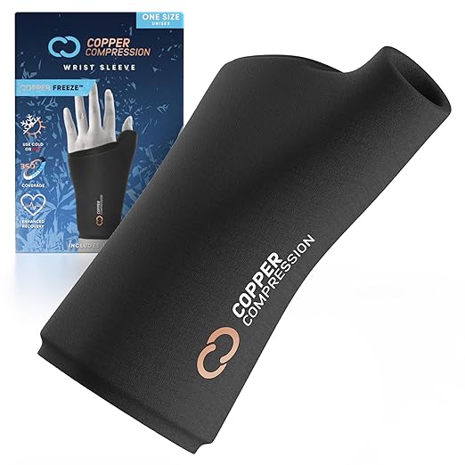Copper Compression CopperFreeze Wrist Sleeve – Hot & Cold Therapy Support for Pain, Swelling, and Injury Recovery – 360° C...