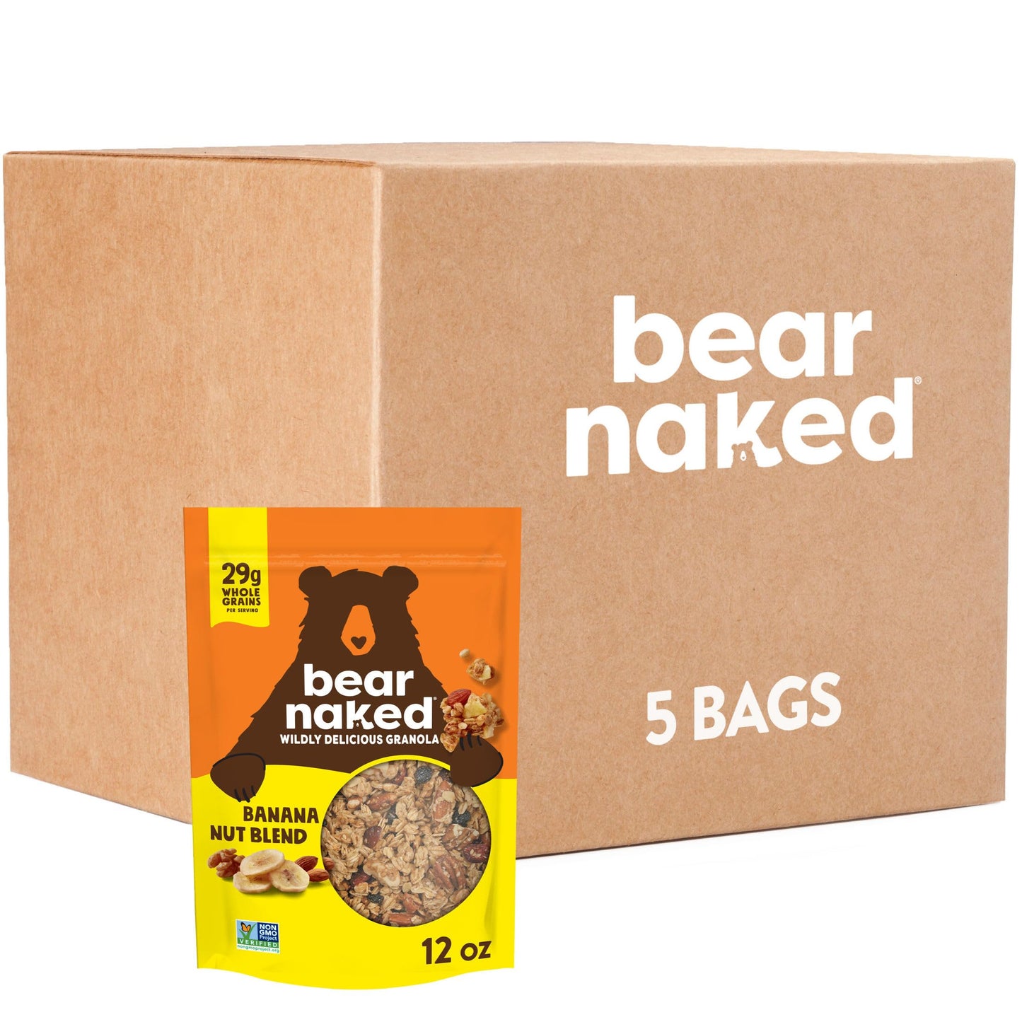 Bear Naked Granola Cereal  Whole Grain Granola  Breakfast Snacks  Banana Nut Blend (5 Bags)
