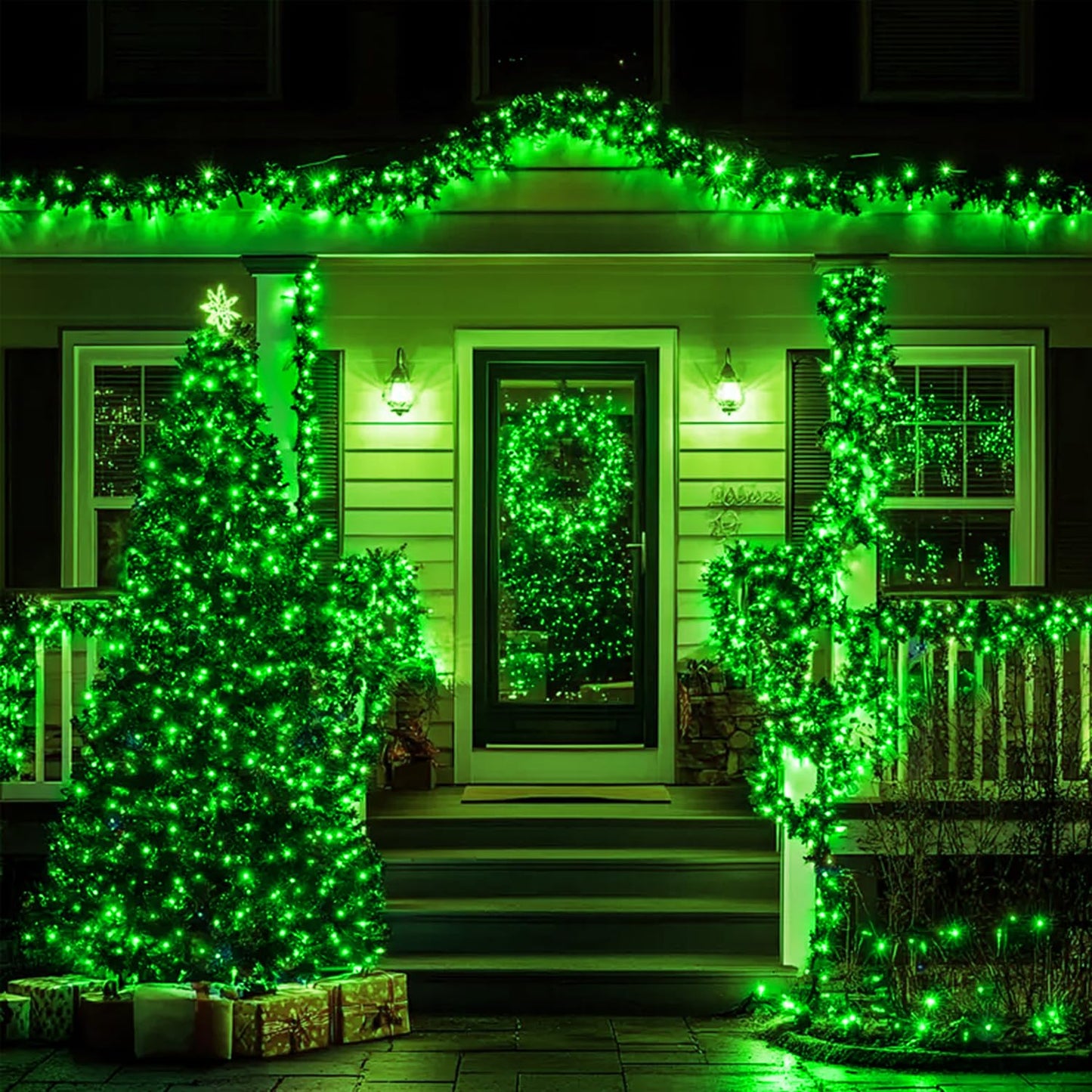 Nisocy 66Ft 200 Led Green String Lights With Green Wire  Waterproof Christmas Tree Fairy Lights With 8 Modes  Indoor Outdoor Seasonal Decorative Lighting For Holiday  Party  Garden